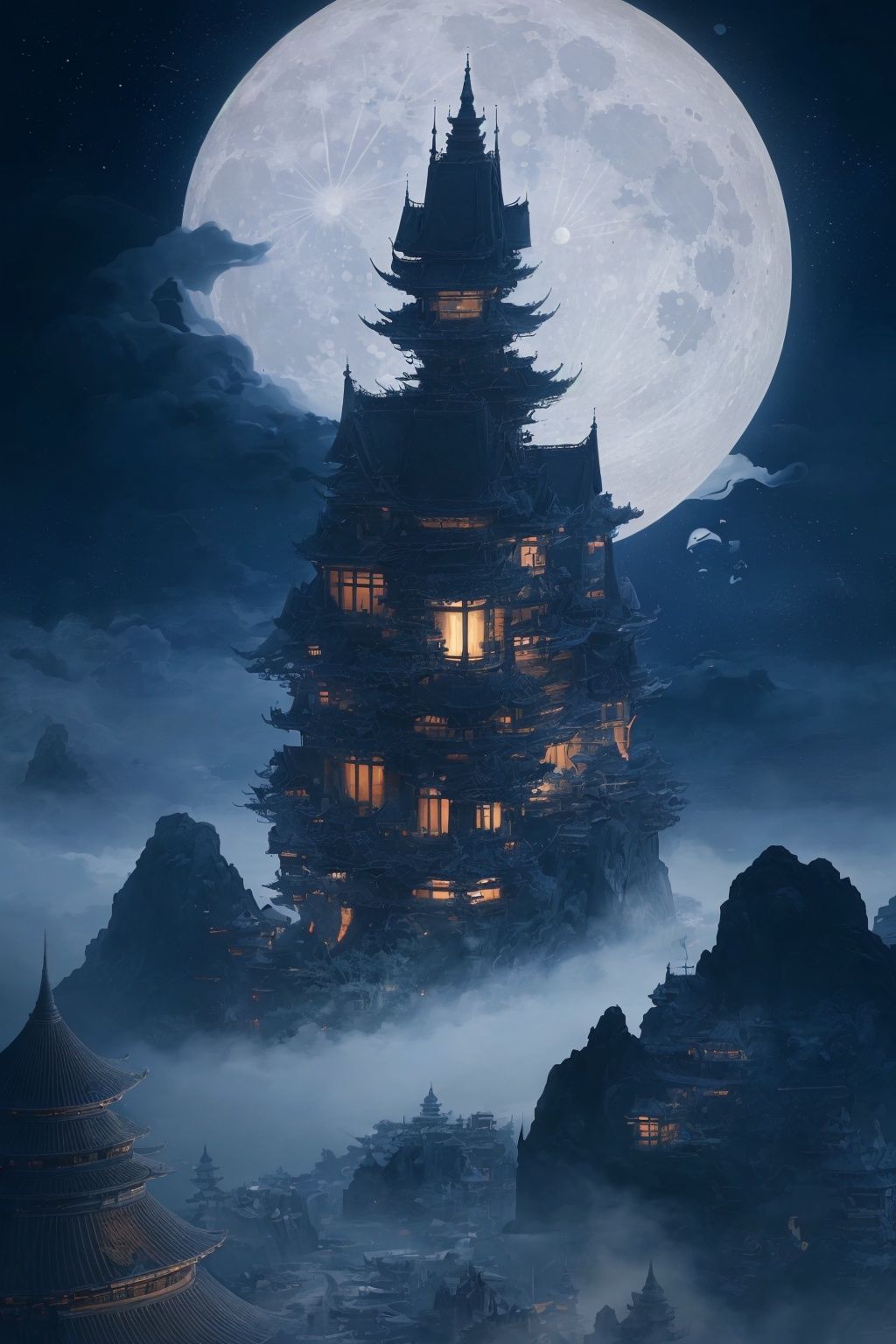 Best quality, 8k, cg,architecture,moon