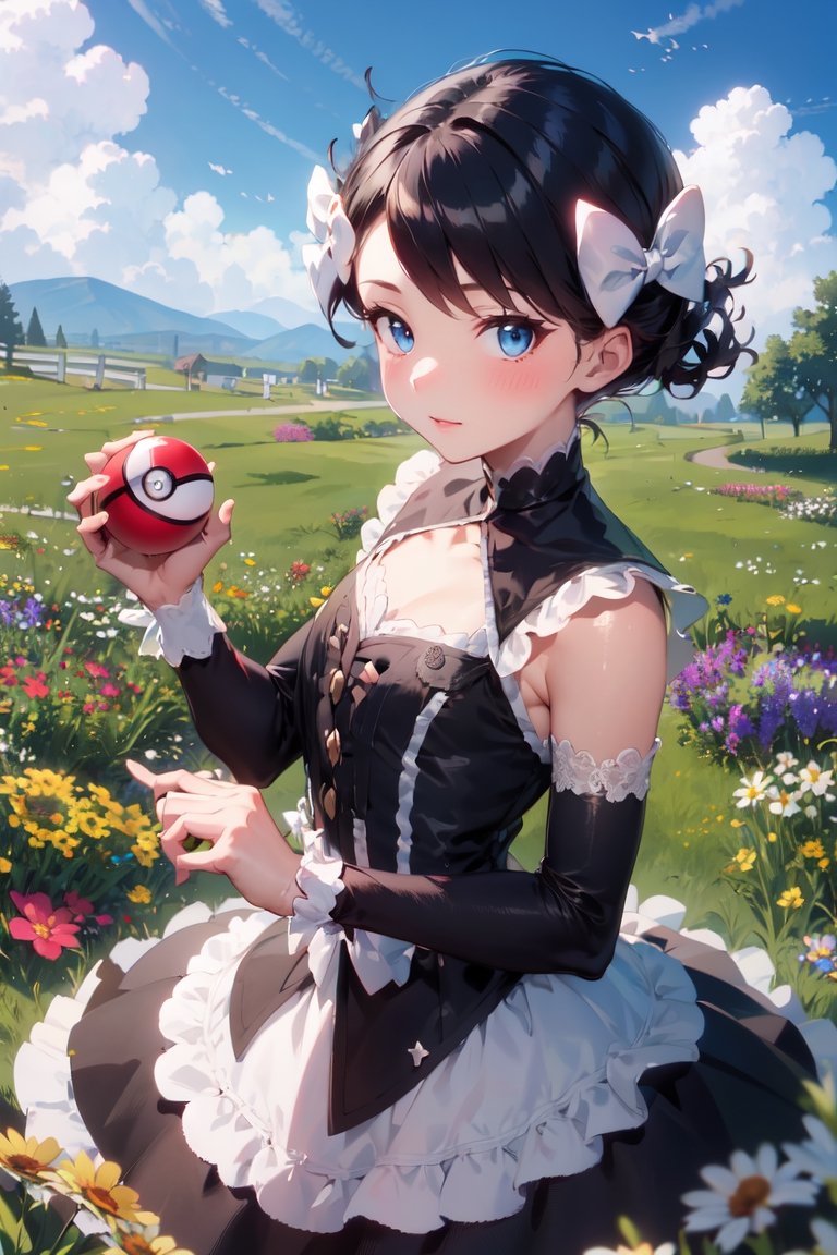 Marley_PKM,  ? highres 4687517Tag? 1girl 5857101? black dress 164079? black hair 1434337? blue eyes 1727921? bow 912963? d...