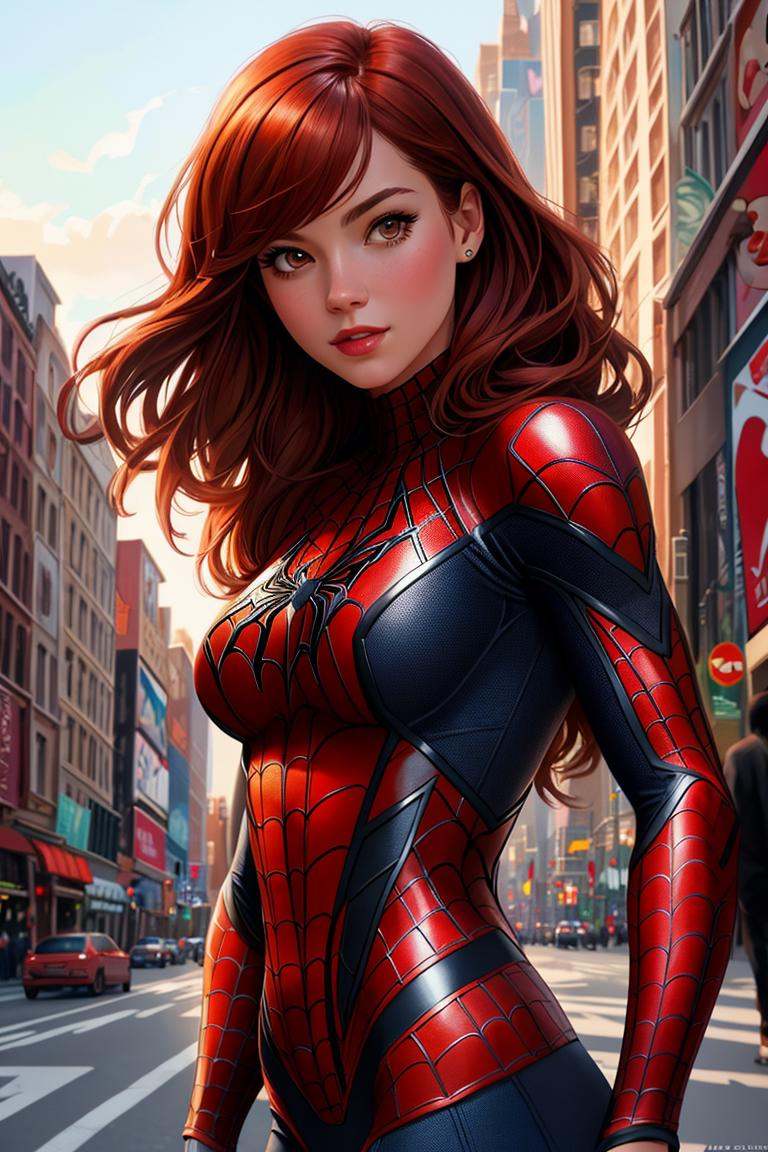 mary jane from spider man,  redhead,  athletic body on Tensor.Art