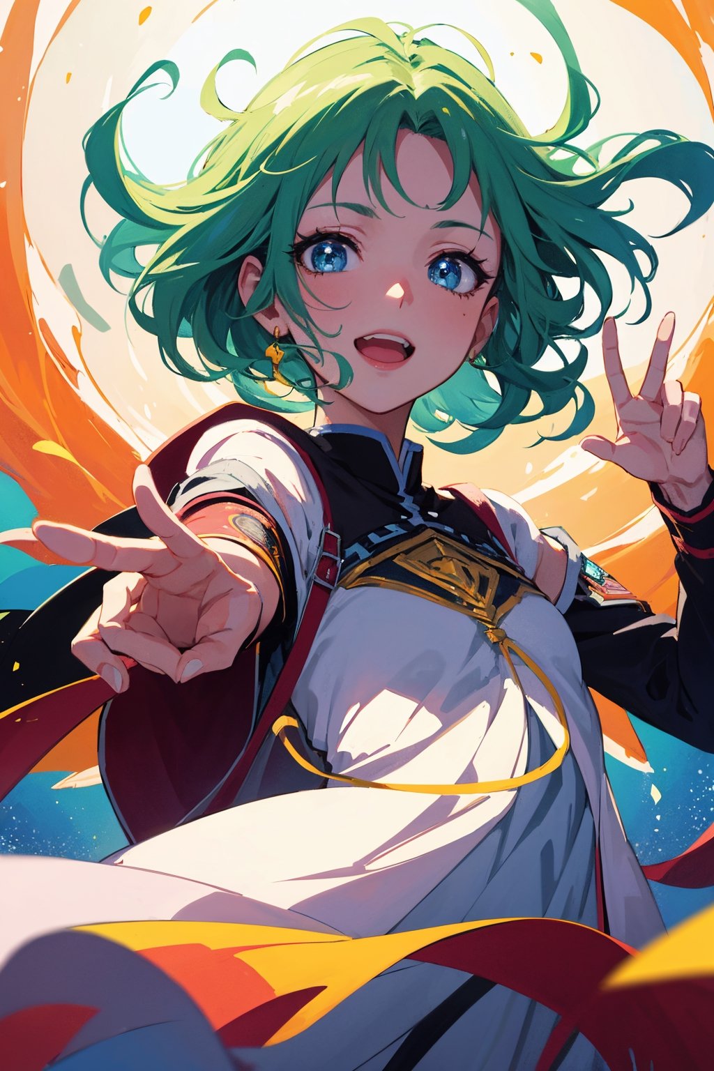 detailed eyes and face,  flowing dress,  vibrant background on Tensor.Art