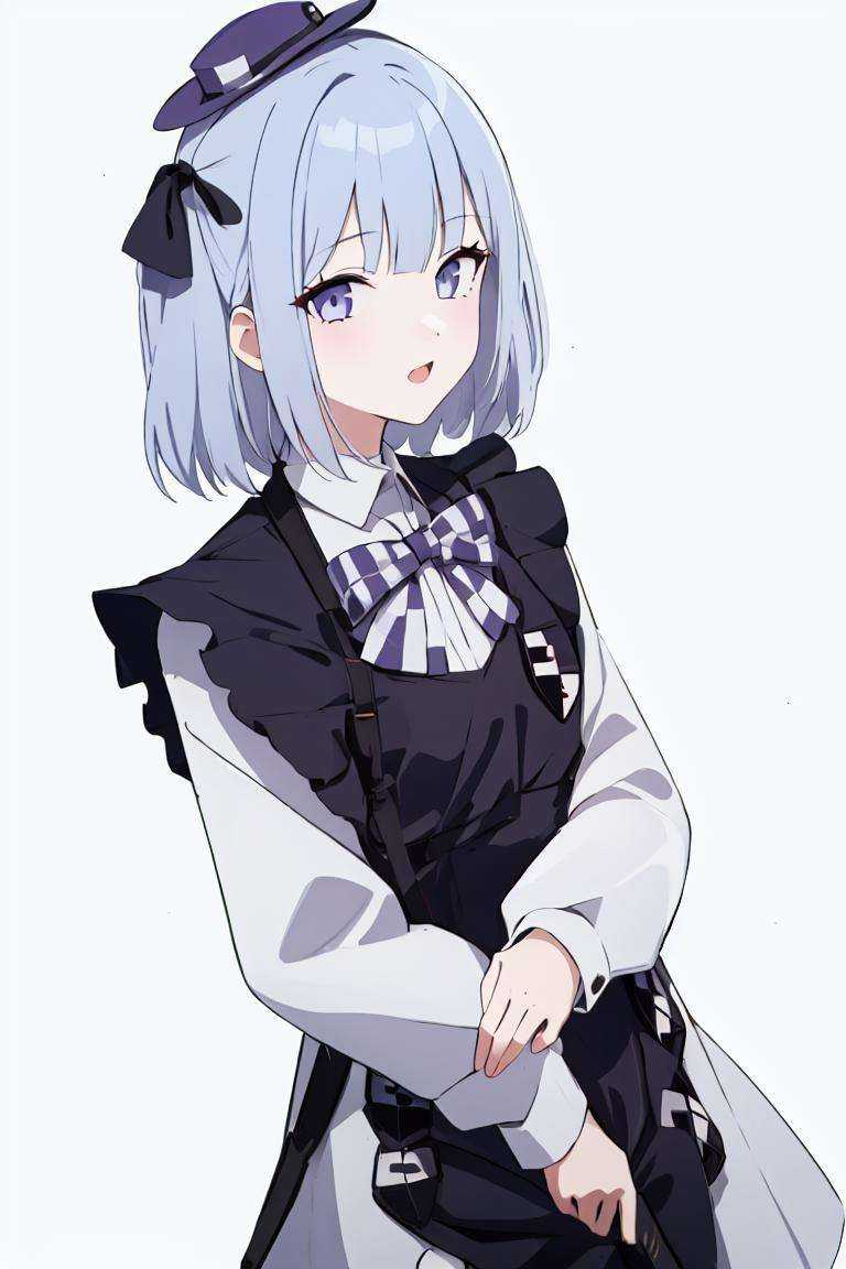 outfit-blackkitty, 1girl,  solo, cowboy shot,mini hat, white background, simple background, phone <lora:char-hanako:0> <lora:outfit-black_kitty's_giftV2:0> <lora:outfit-black_kitty's_giftV2-000008:1> <lora:char-rpk16:1>