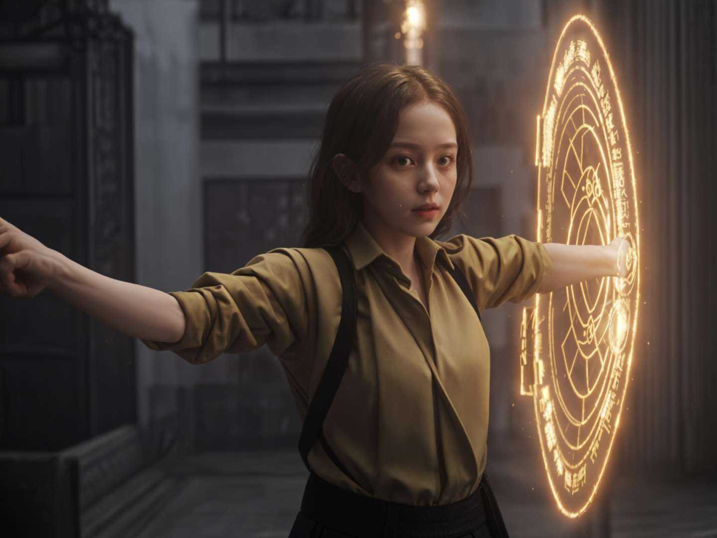 masterpiece,realistic,1girl is holding a magic shield, <lora:magic_v3beta:0.55>,