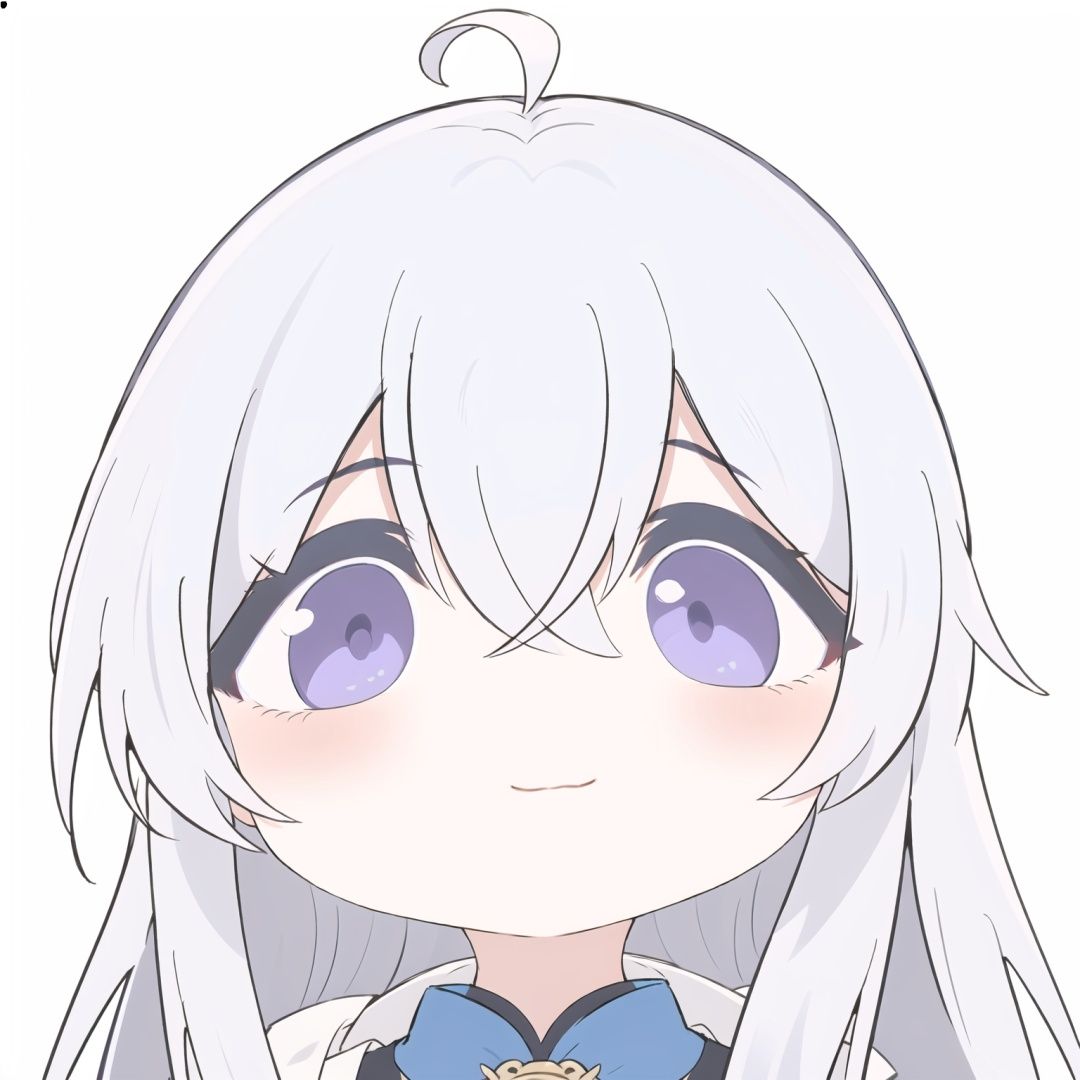 elaina,Purple eyes,fisheye,solo,(White background:1.2),zhubi_bighead,<lora:铸币大头5:1>,<lora:依蕾娜elaina_v06:0.8>,