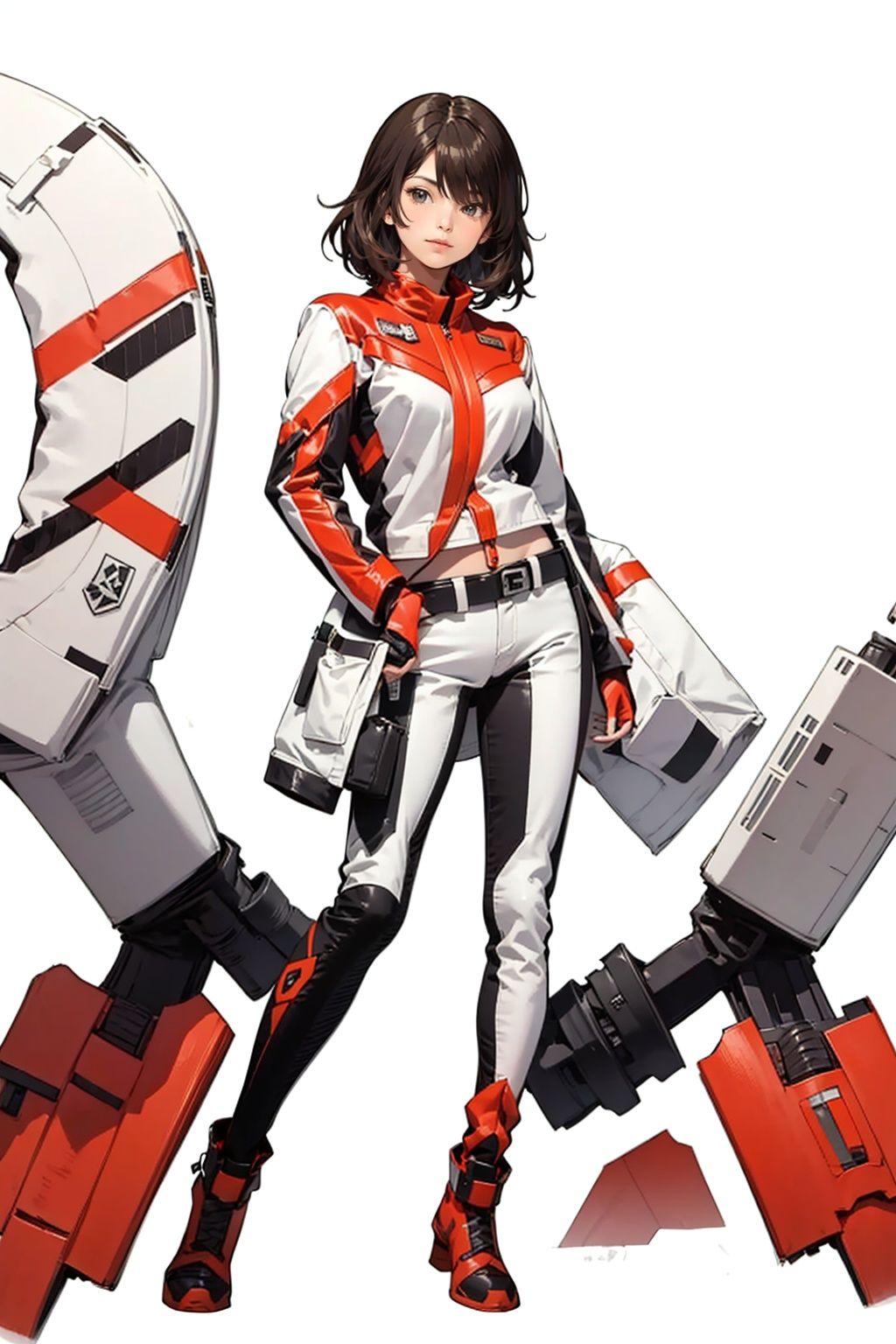 (masterpiece:1.3), (the best quality:1.2), (super fine illustrations:1.2), (Masterpiece), high quality, high detail,((white background:1.2)), looking at viewer, (SOLO:1.4),outline,,simple background,uniform, red jacket, belt, jacket