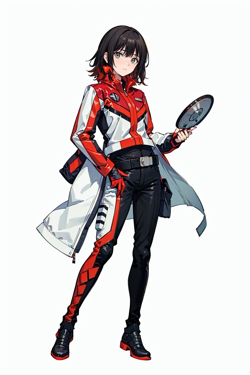  (masterpiece:1.3), (the best quality:1.2), (super fine illustrations:1.2), (Masterpiece), high quality, high detail,((white background:1.2)), looking at viewer, (SOLO:1.4),outline,,simple background,uniform, red jacket, belt, jacket