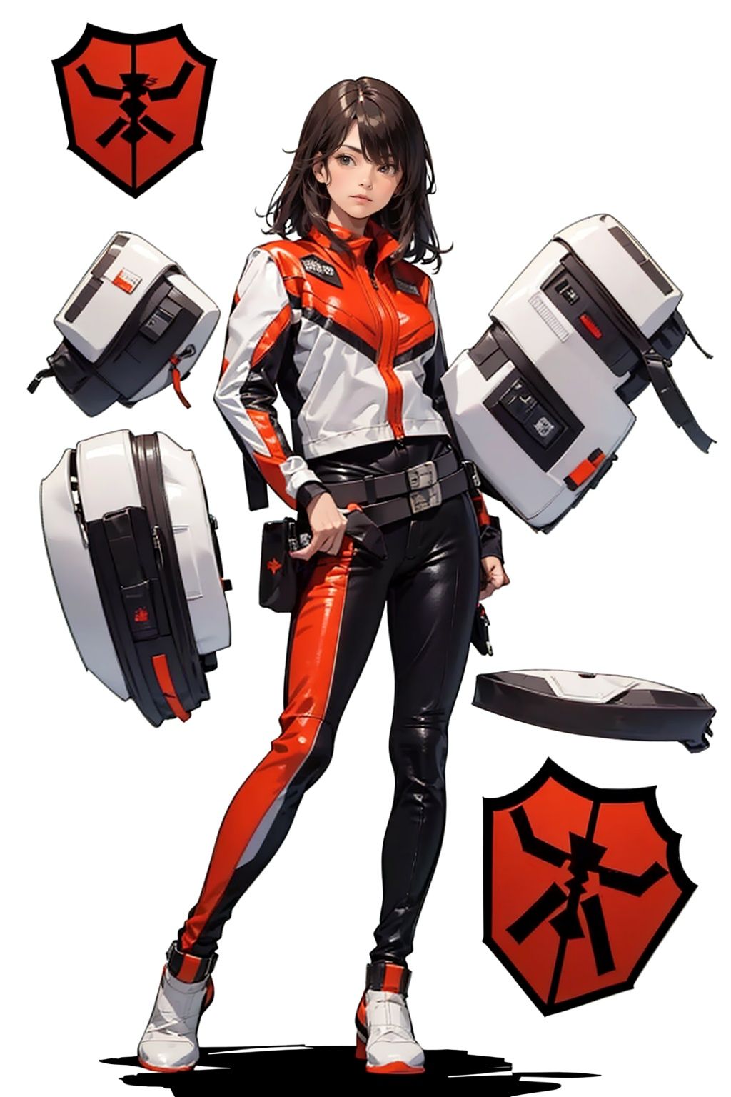 (masterpiece:1.3), (the best quality:1.2), (super fine illustrations:1.2), (Masterpiece), high quality, high detail,((white background:1.2)), looking at viewer, (SOLO:1.4),outline,,simple background,uniform, red jacket, belt, jacket