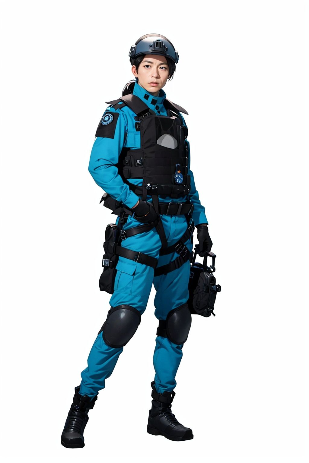 (masterpiece:1.3), (the best quality:1.2), (super fine illustrations:1.2), (Masterpiece), high quality, high detail,((white background:1.2)), looking at viewer, (SOLO:1.4),outline,,simple background,belt, boots, emblem, military uniform, logo, pants, armor, uniform, helmet, black gloves, fingerless gloves,gloves, l
