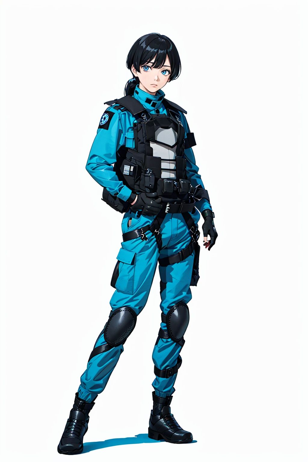 (masterpiece:1.3), (the best quality:1.2), (super fine illustrations:1.2), (Masterpiece), high quality, high detail,((white background:1.2)), looking at viewer, (SOLO:1.4),outline,,simple background,belt, boots, emblem, military uniform, logo, pants, armor, uniform, helmet, black gloves, fingerless gloves,gloves, l