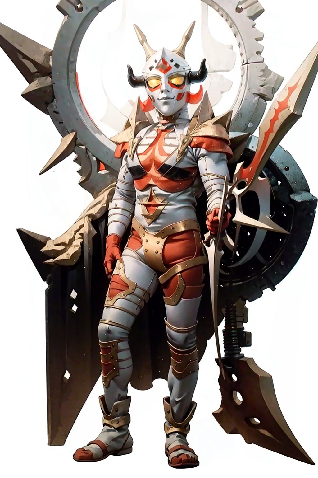 (masterpiece:1.3), (the best quality:1.2), (super fine illustrations:1.2), (Masterpiece), high quality, high detail,((white background:1.2)), looking at viewer, (SOLO:1.4),outline,,simple background, weapon, horns, helmet, horned helmet, armor,weapon