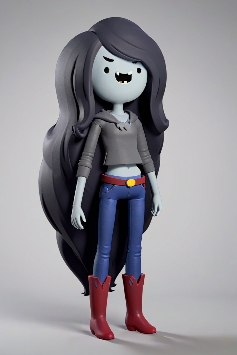 3d model style image of Marceline from Adventure Time cartoon show,  open_mouth,  no_nose on Tensor.Art