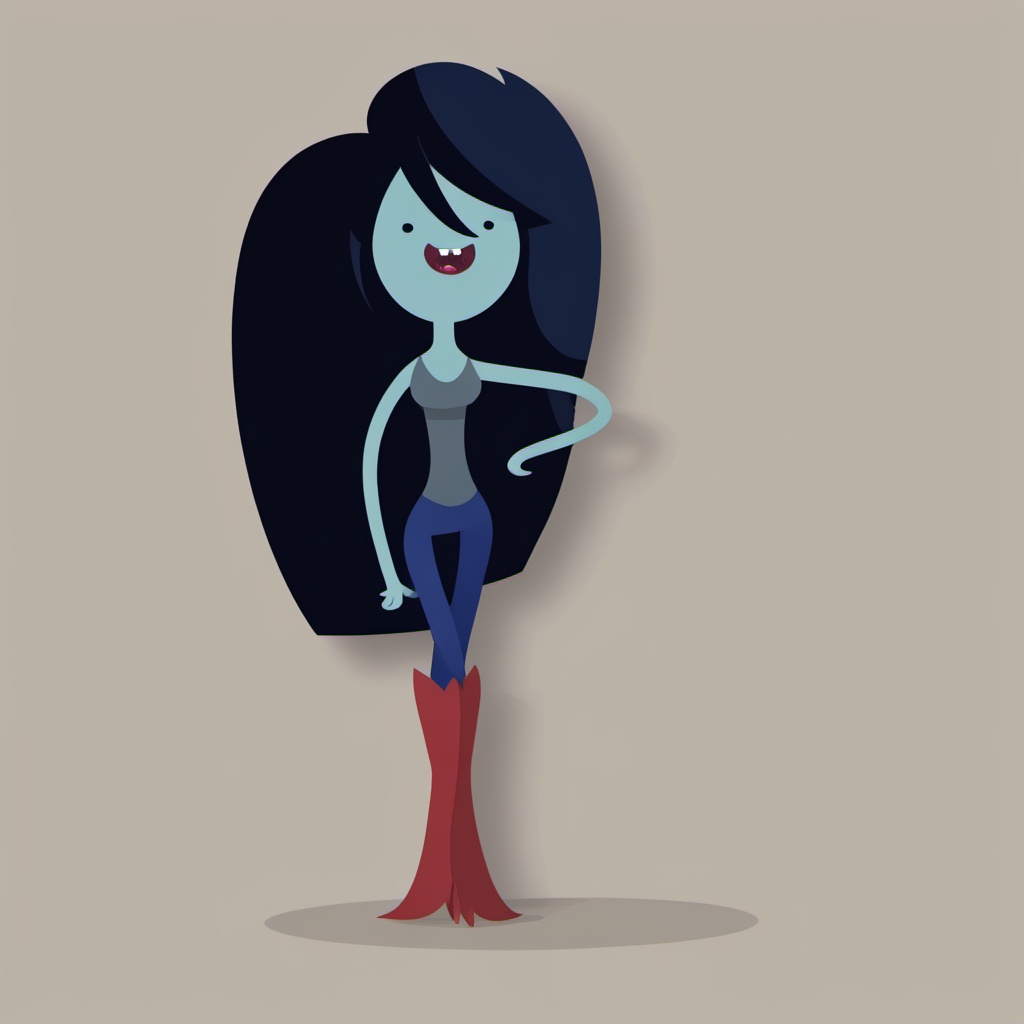 Full body view,  image of Marceline from Adventure Time cartoon show,  flat design on Tensor.Art