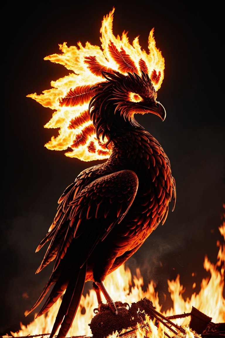 A photorealistic phoenix rizing from the ashes. fire,  light by Shopon_skp on Tensor.Art