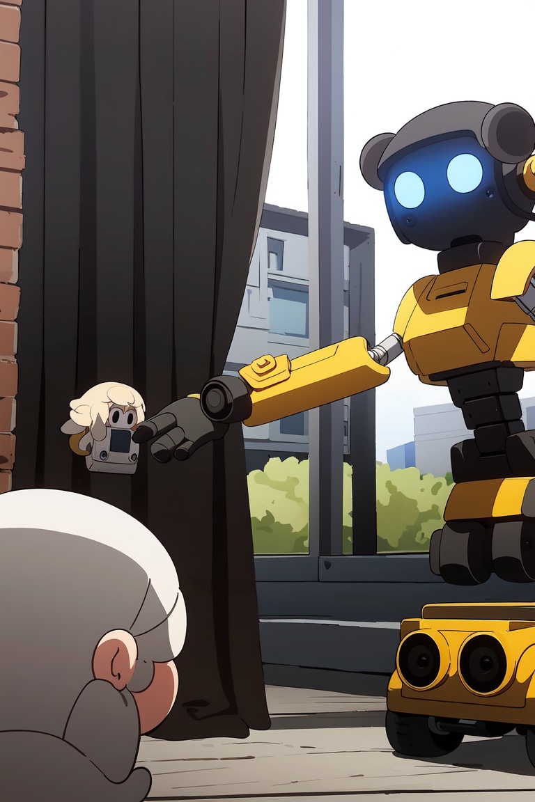 AGGA_ST010,  sheep girl fighting with robot girl on Tensor.Art
