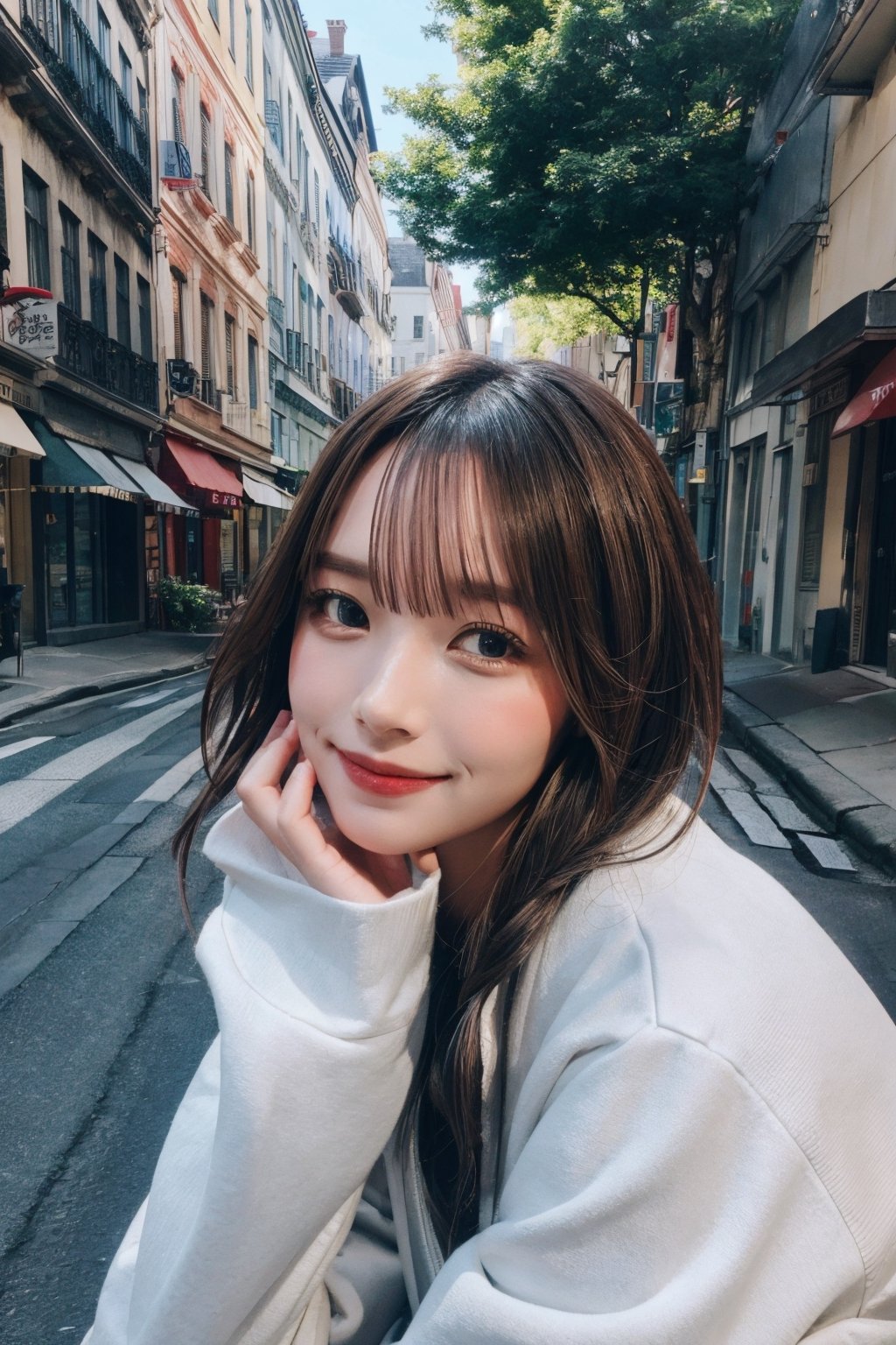 A glamour portrait photo,  outside the street,  shot by sony a7 mark iii,  85mm,  hdr, vivid color,,mm_runa