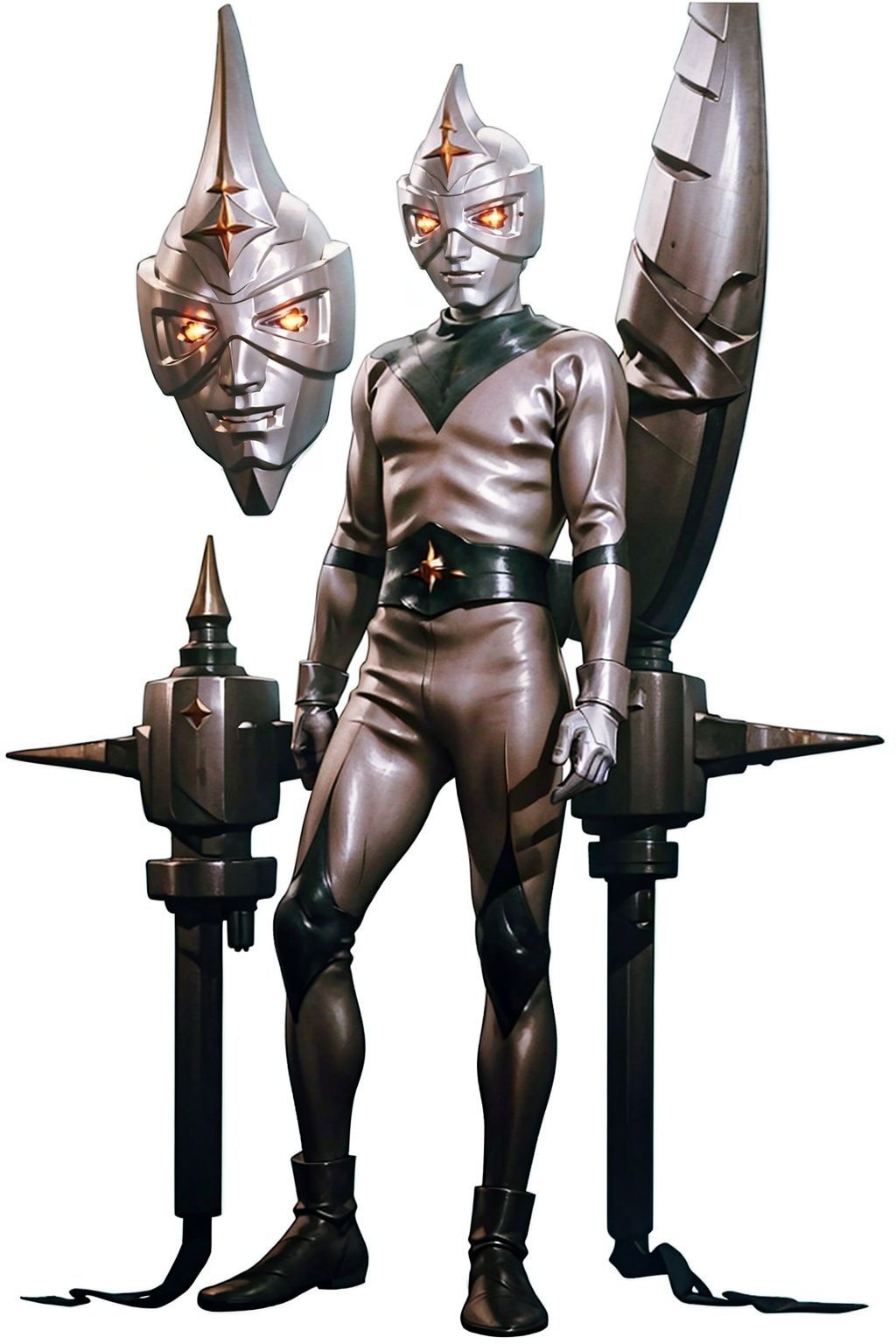 (masterpiece:1.3), (the best quality:1.2), (super fine illustrations:1.2), (Masterpiece), high quality, high detail,((white background:1.2)), looking at viewer, (SOLO:1.4),outline,,simple background, Mirrorman, star \(symbol\),mask,helmet, boots,Mirrorman
