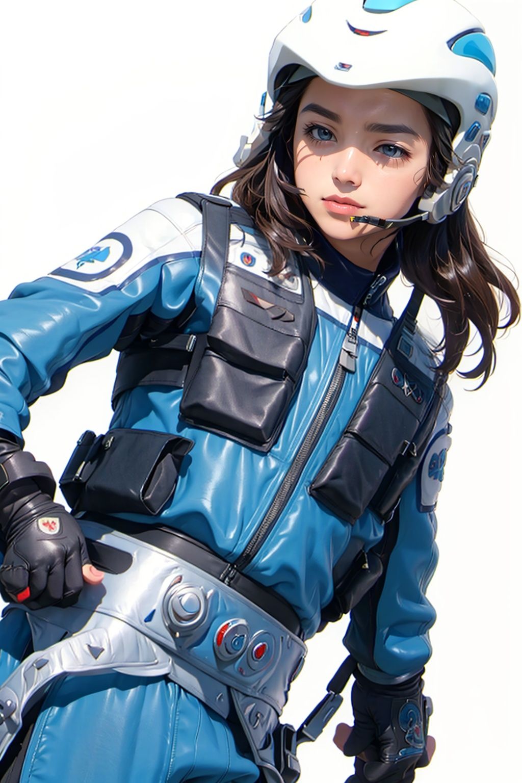 (masterpiece:1.3), (the best quality:1.2), (super fine illustrations:1.2), (Masterpiece), high quality, high detail,((white background:1.2)), looking at viewer, (SOLO:1.4),outline,,simple background,police belt, suit, police uniform, armor, uniform, fingerless gloves, logo, jacket,helmet,belt