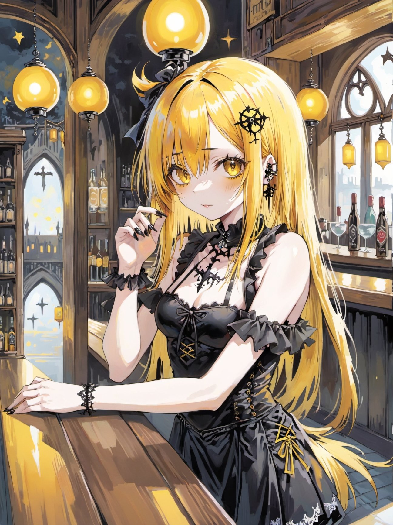 1girl,  yellow hair,  gothic on Tensor.Art