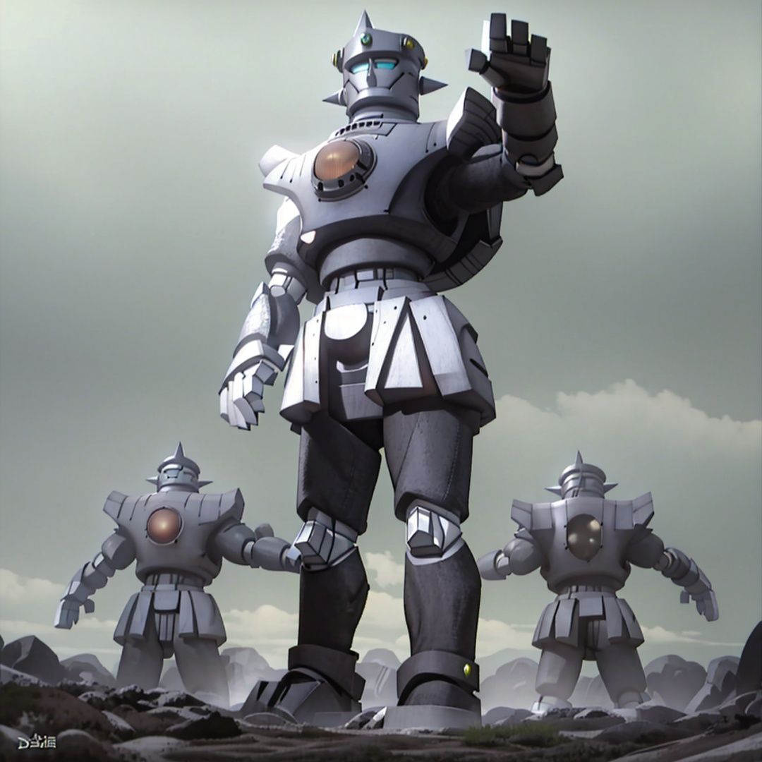 datiekuai,robot,mecha, pauldrons, helmet, shoulder armor, gauntlets, full armor,armor, giant, horns,spikes