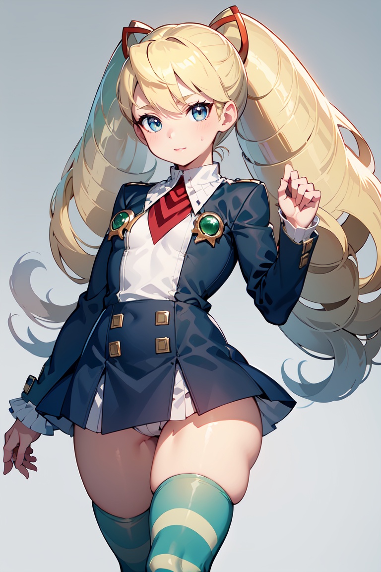 Luna_MM,  ? 1girl 4.8M? badge 8.1k? blonde hair 1.2M? blue legwear 5.5k? clenched hand 42k? green eyes 663k? heterochromia...