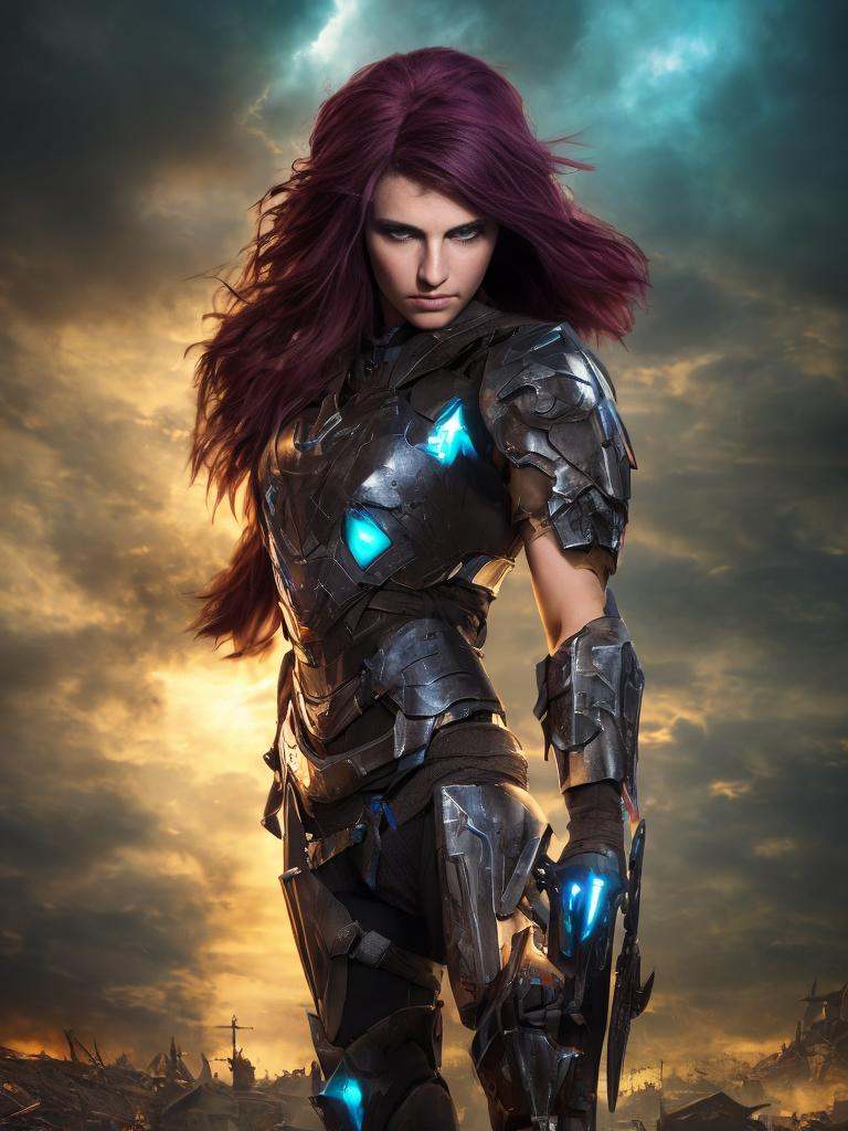 dark and gloomy full body 8k unity render,  female **** cyborg,  Blue yonder hair on Tensor.Art