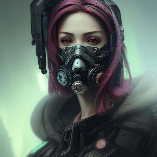 beautiful female assassin wearing cyberpunk clothing,  respirator,  cybernetic respirator on Tensor.Art