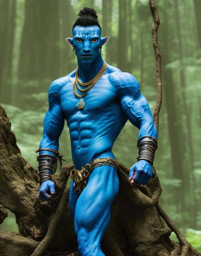 blue skin avatar man,  from avatar movie,  drip on Tensor.Art