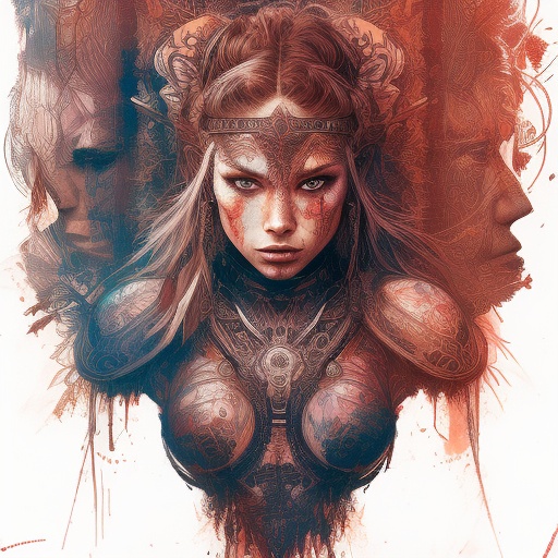 strong warrior princess| centered| key visual| intricate| highly detailed| breathtaking beauty| precise lineart| vibrant|...