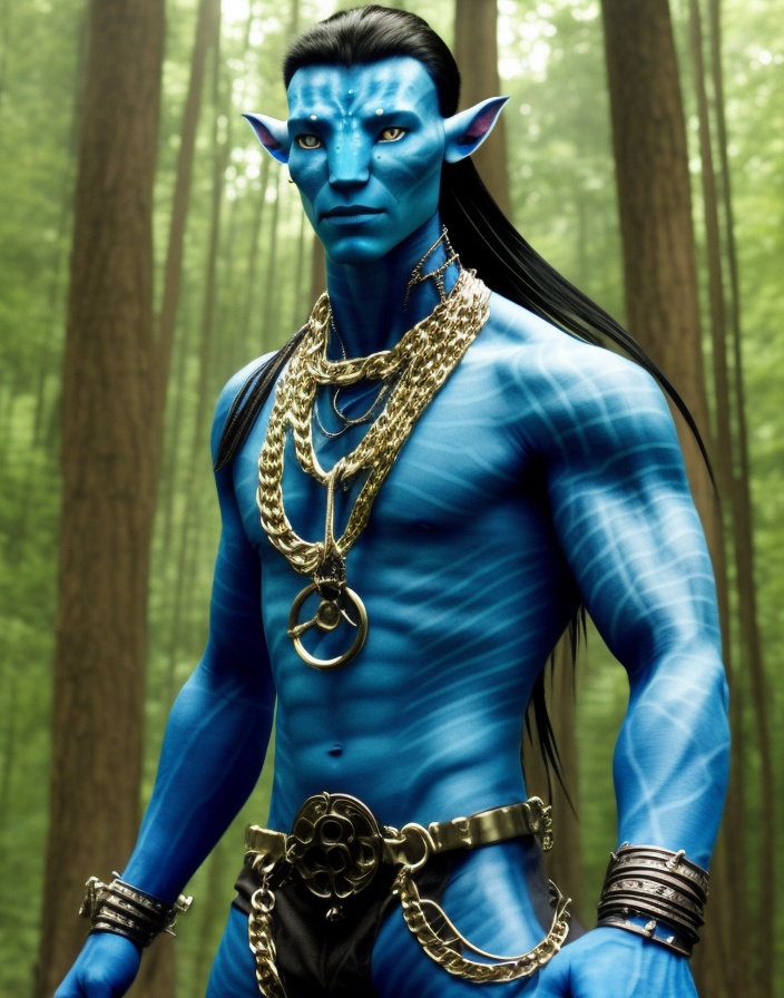 blue skin avatar man,  from avatar movie,  drip on Tensor.Art
