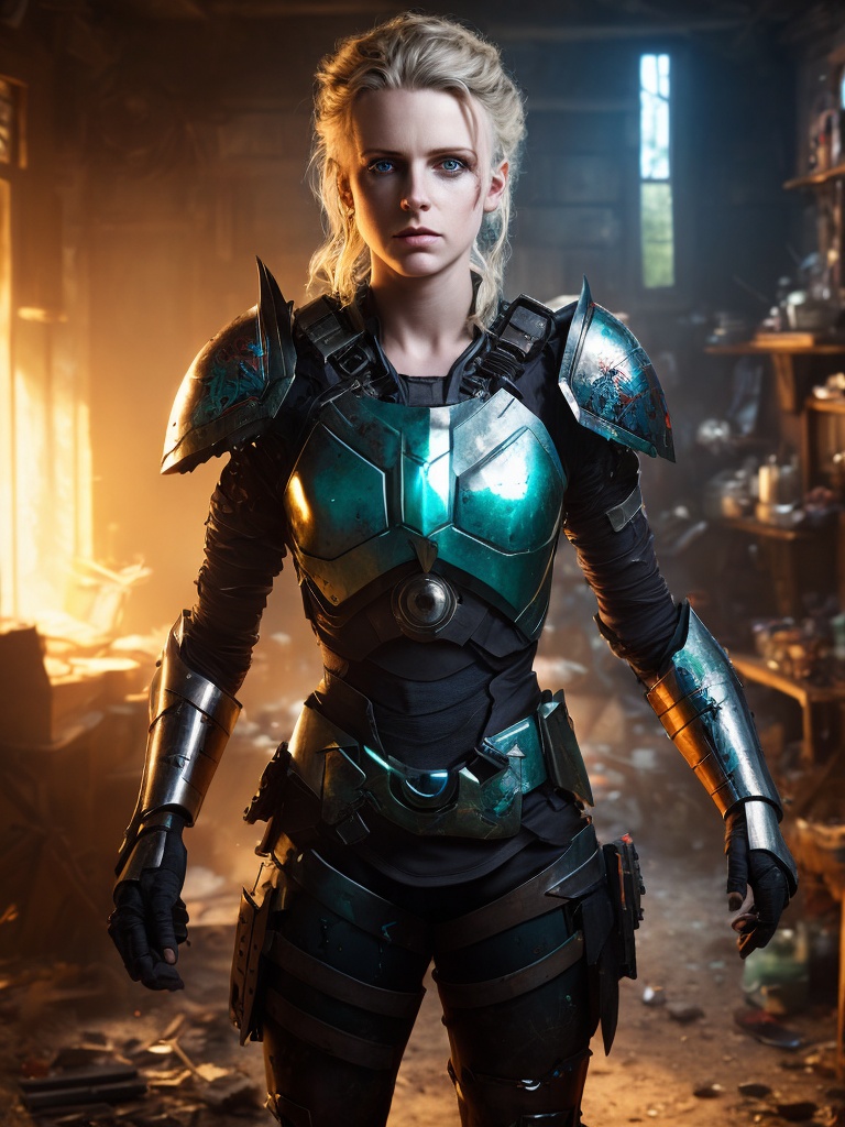 dark and gloomy full body 8k unity render,  female **** cyborg,  Blue yonder hair on Tensor.Art