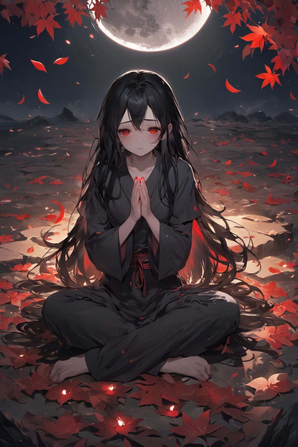 anime,  girl,  red eyes on Tensor.Art
