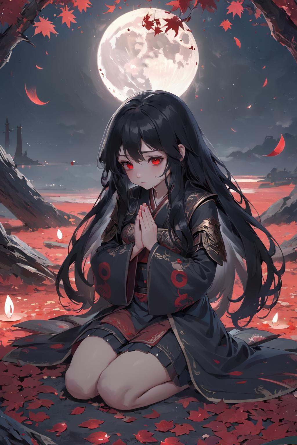 anime,  girl,  red eyes on Tensor.Art