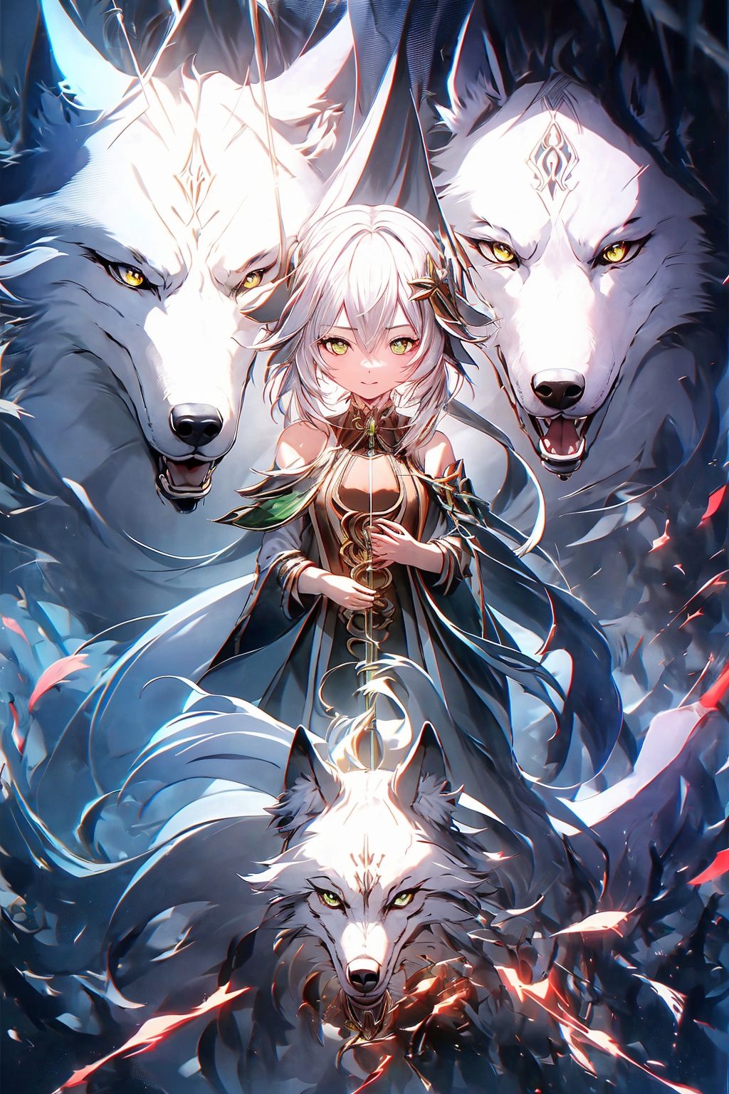 Best quality,8k,cg,1girl,fox,The Wolf,magic,glow