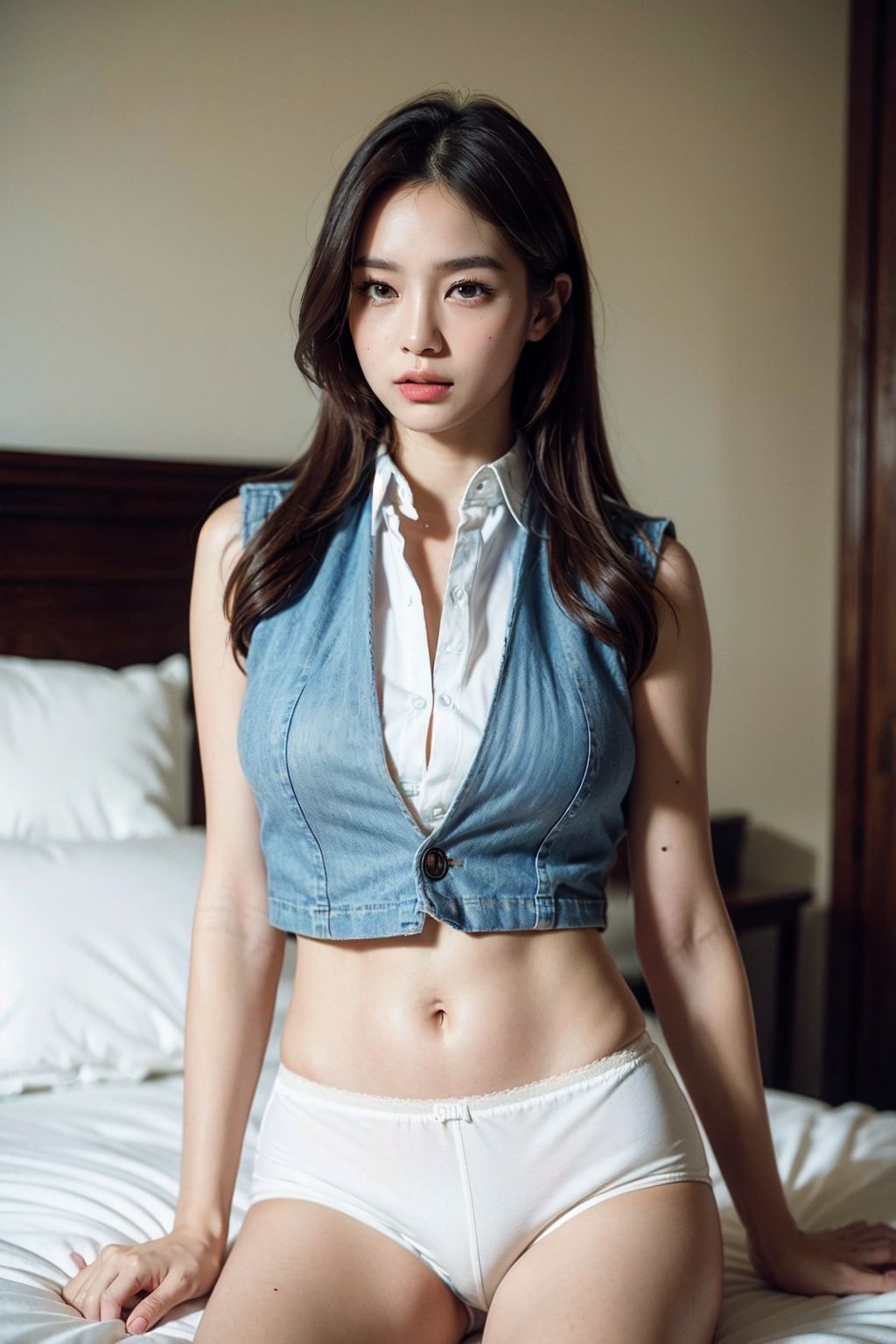 ((underpants lens: 1.5)) ((big breasts: 1.3)) ((***********'s bed: 1.2)) ((sleeping: 1.2)) ((denim shorts: 1.2)) ((close r...
