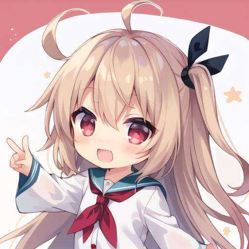 (masterpiece:1.5),(best quality:1.5),((ultra-detailed)),(chibi:1.6),(thich outline:1.6), ([brown hair:black hair:0.5]:1.5),(long hair:1.3),(hair:1.3),(ahoge:1.8),(white school uniform:1.5),(white dress:1.5),(long sleeves:1.2),(blue sailor collar:1.5),(white sleeves:1.5),(red neckerchief:1.5),(black hairband:1.2),(dress:1.2),cheng_flan,(red eyes:1.5),(ocean:1.5),(stars:1.5),(upper body:1.3),looking_at_viewer,(loli:1.14),(kawaii),(cute),((hopeful))