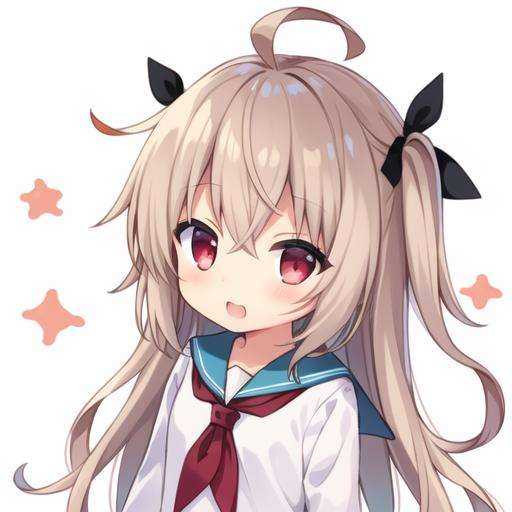 (masterpiece:1.5),(best quality:1.5),((ultra-detailed)),(chibi:1.6),(thich outline:1.6), ([brown hair:black hair:0.5]:1.5),(long hair:1.3),(hair:1.3),(ahoge:1.8),(white school uniform:1.5),(white dress:1.5),(long sleeves:1.2),(blue sailor collar:1.5),(white sleeves:1.5),(red neckerchief:1.5),(black hairband:1.2),(dress:1.2),cheng_flan,(red eyes:1.5),(ocean:1.5),(stars:1.5),(upper body:1.3),looking_at_viewer,(loli:1.19),(kawaii),(cute),((pround)),