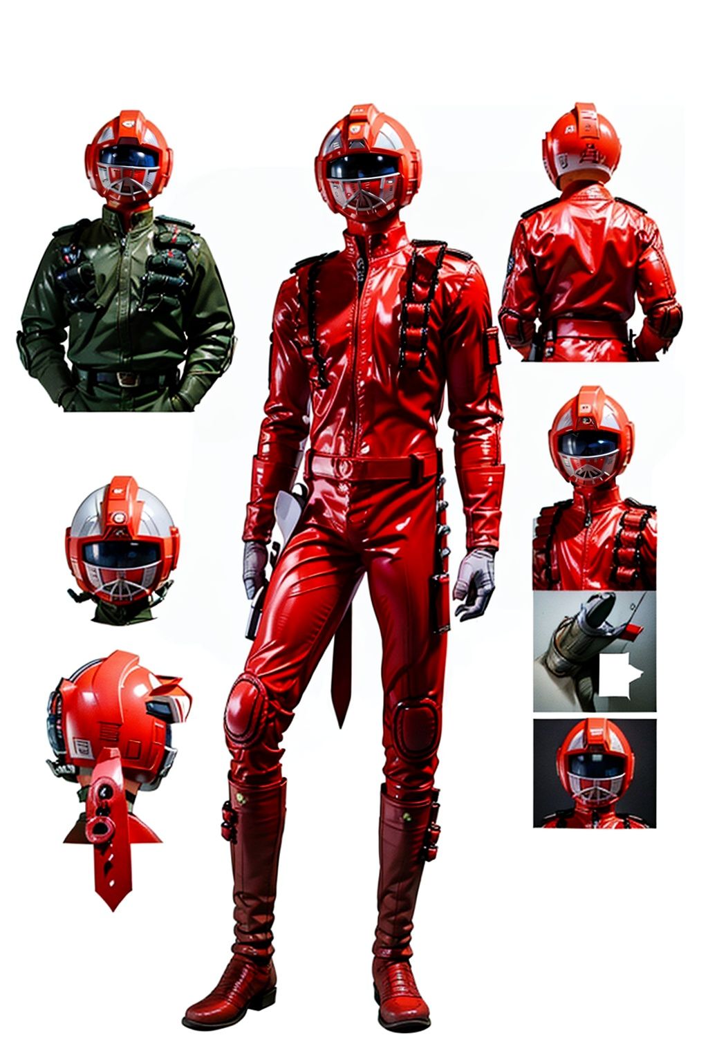(masterpiece:1.3), (the best quality:1.2), (super fine illustrations:1.2), (Masterpiece), high quality, high detail,((white background:1.2)), looking at viewer, (SOLO:1.4),outline,,simple background, kosei, cover, gun, armor,red theme, red gloves,bodysuit, logo, weapon, helmet,kosei