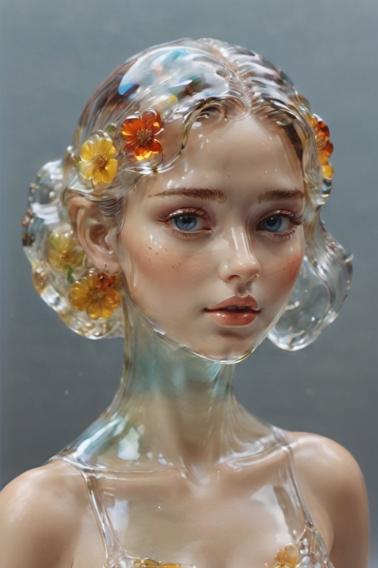 ((1 clear glass skin faced girl)),  glass masterpiece,  best quality glass on Tensor.Art
