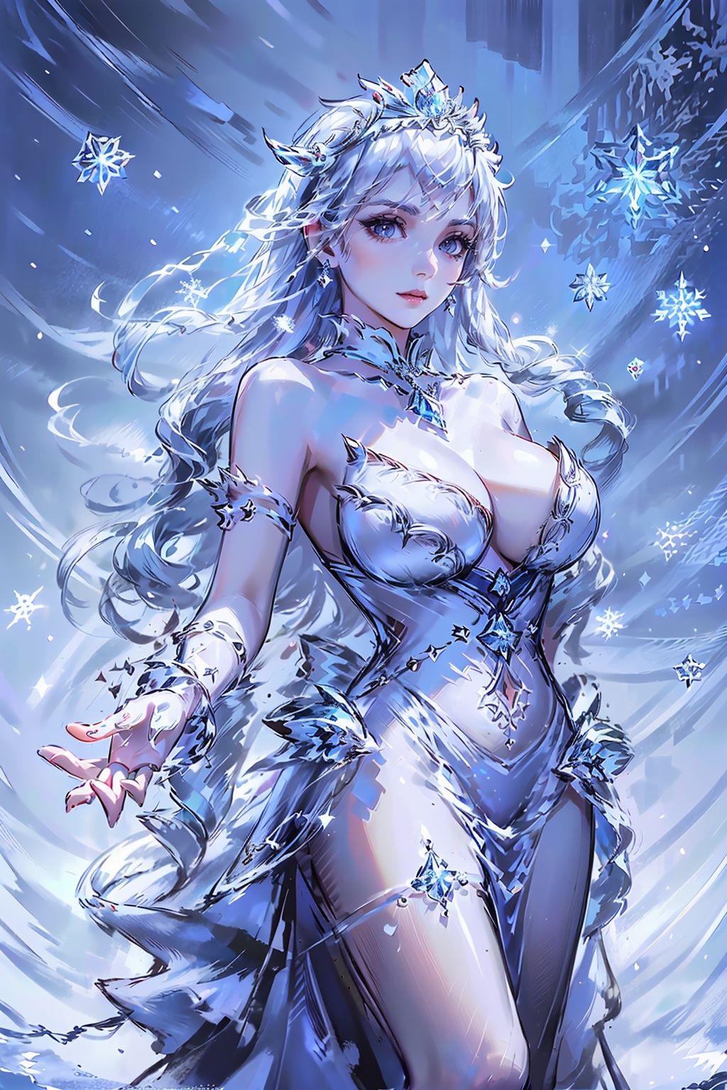  (Elegant Ice Princess:1.5)::5, (Frozen Royalty:0.95), (Arctic Monarch:1.25),
(A regal figure in an exquisite ice palace, the epitome of elegance, (Icebound queen's allure:1.15), Glacial realm, (Frosty enchantment:1.2), (Icy sovereignty, frosty majesty:1.2)
(Crystal tiara and snowflakes:1.1), (Frozen elegance:1.1), (Ice queen's command, chilling beauty:1.1), Ruling over the frozen kingdom, (Enchanted by her frosty grace),
Glacial realm, (Frosty enchantment:1.2), (Icy regency, arctic authority:1.2)
Ice princess, regal royalty, arctic majesty, elegant ice palace, icebound allure, glacial realm, crystal tiara, frozen elegance, chilling beauty, frozen kingdom, enchanted frosty grace, icy sovereignty, frosty majesty, royal ice queen, snowflake's beauty., glaze