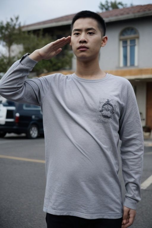 absurdres,incredibly,absurdres,reality,realistic,1boy,solo,full_shot,<lora:salute:0.85>,salute,