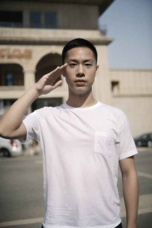 absurdres,incredibly,absurdres,reality,realistic,1boy,solo,full_shot,<lora:salute:0.85>,salute,