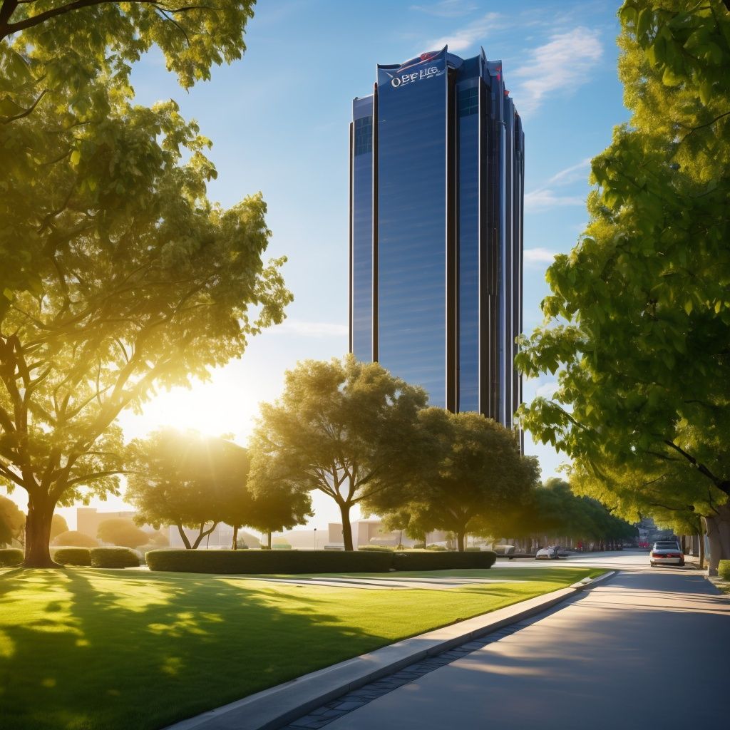 la02,tree,plant,plant,skyscraper,residential building,,no humans,tree,scenery,outdoors,building,rock,grass,road,day,lamppost,sky,sunlight,,(extremelydetailedCGunity8kwallpaper),(masterpiece),(bestquality),(ultra-detailed),(bestillustration),(bestshadow)