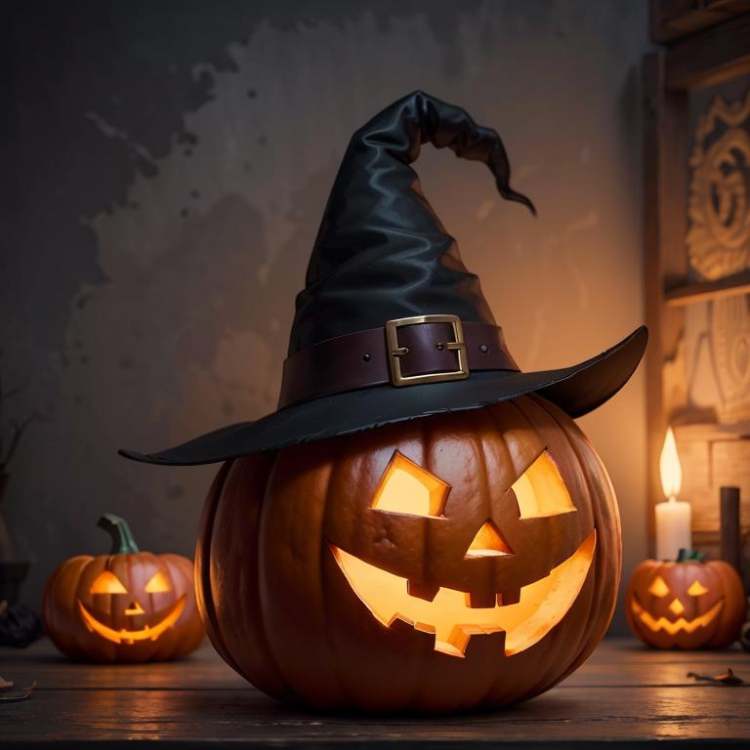 Jack-o-lantern Witch Hat by Citron Legacy on Tensor.Art