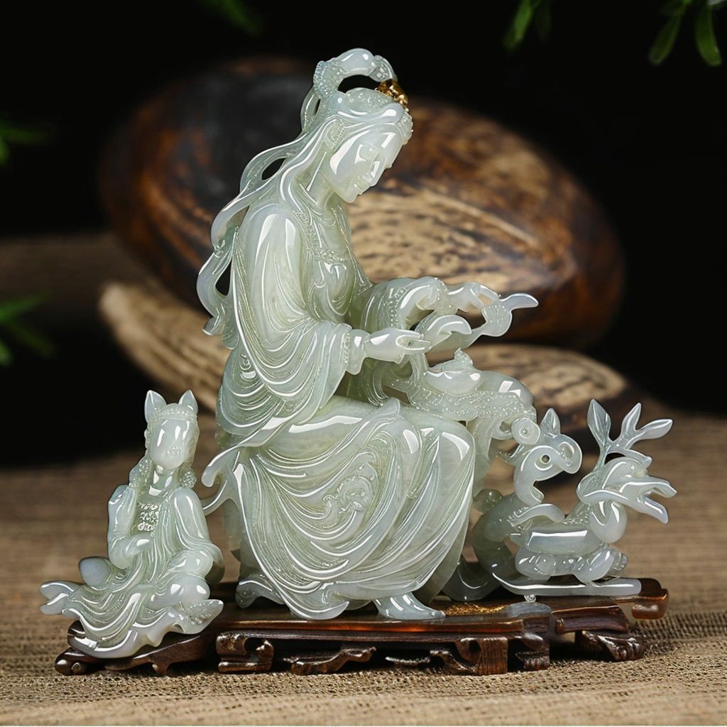 Jade carving, masterpiece, round jade pendant, best quality 