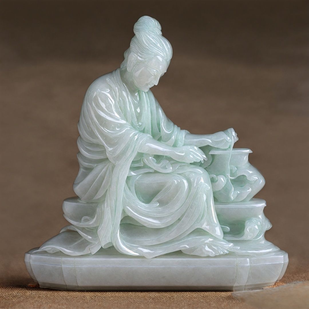 white jade,jade sculpture,masterpiece,round jade pendant,best quality
