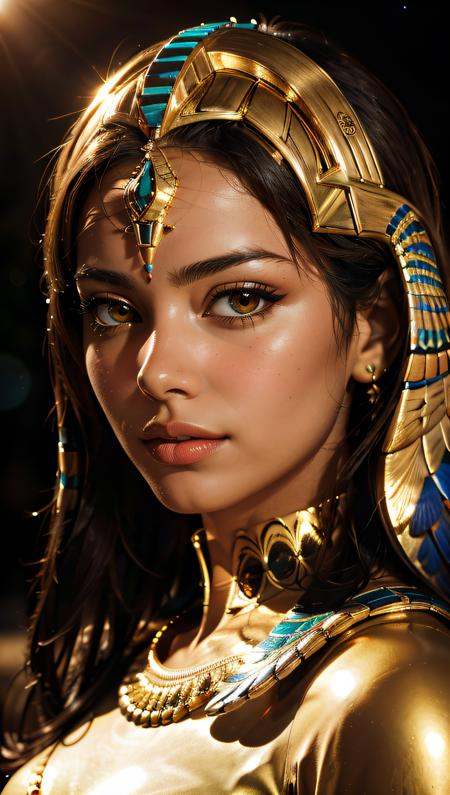 Horus,  egyptian goddess,  gold ornaments on Tensor.Art