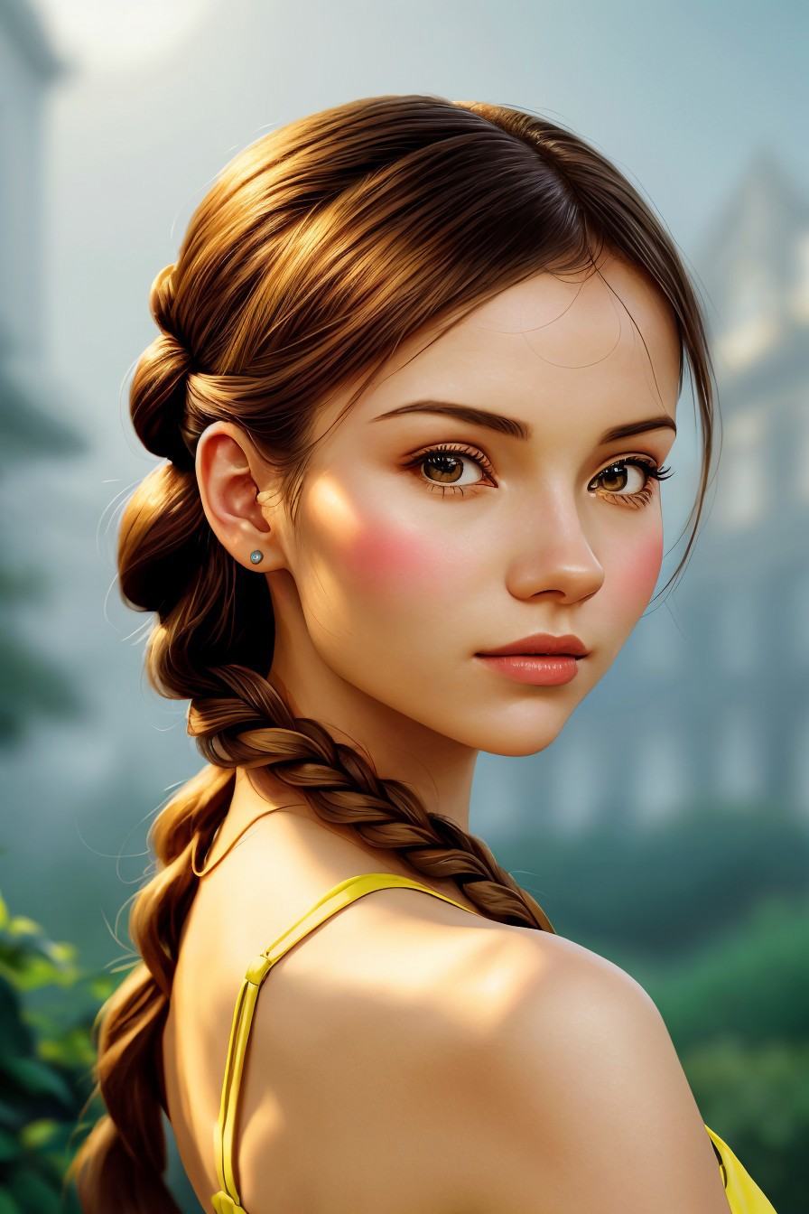 headshot of Lena ,  focus on face,  wearing an elegant evening gown on Tensor.Art