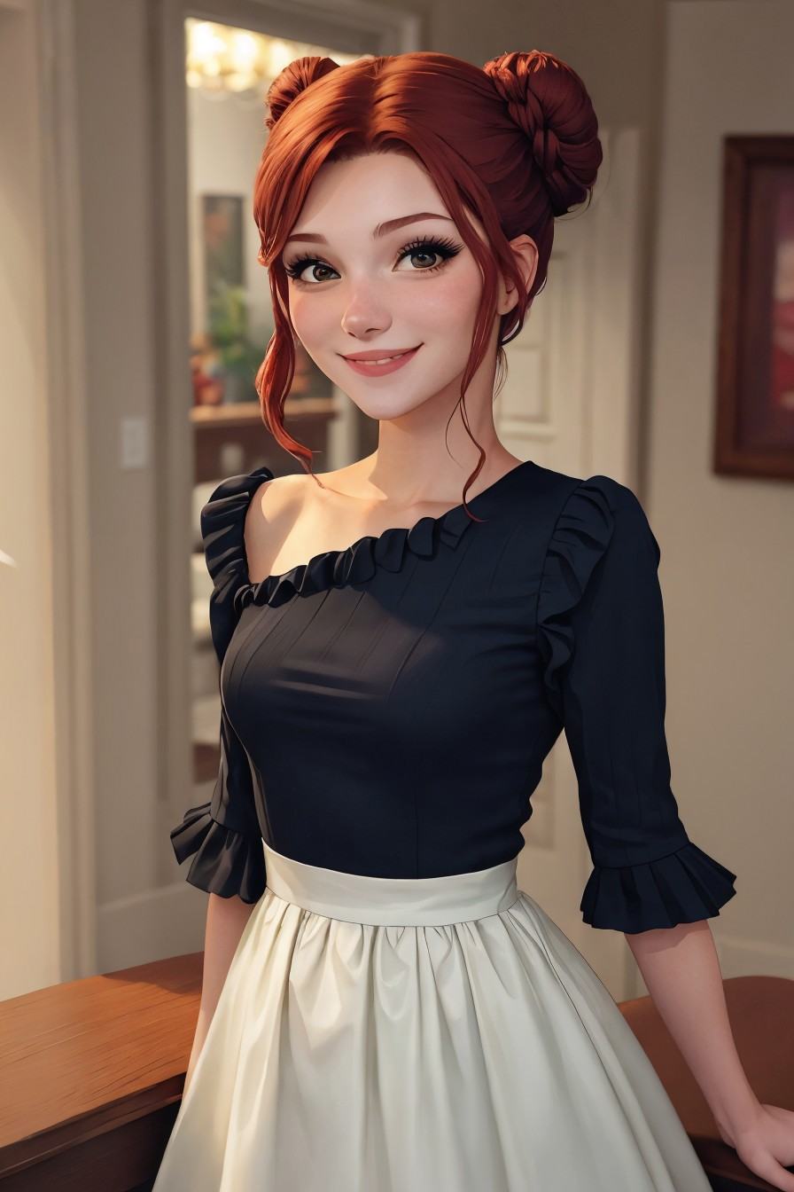 photo of Madison Kate,  grinning,  hair styled as flower bun on Tensor.Art