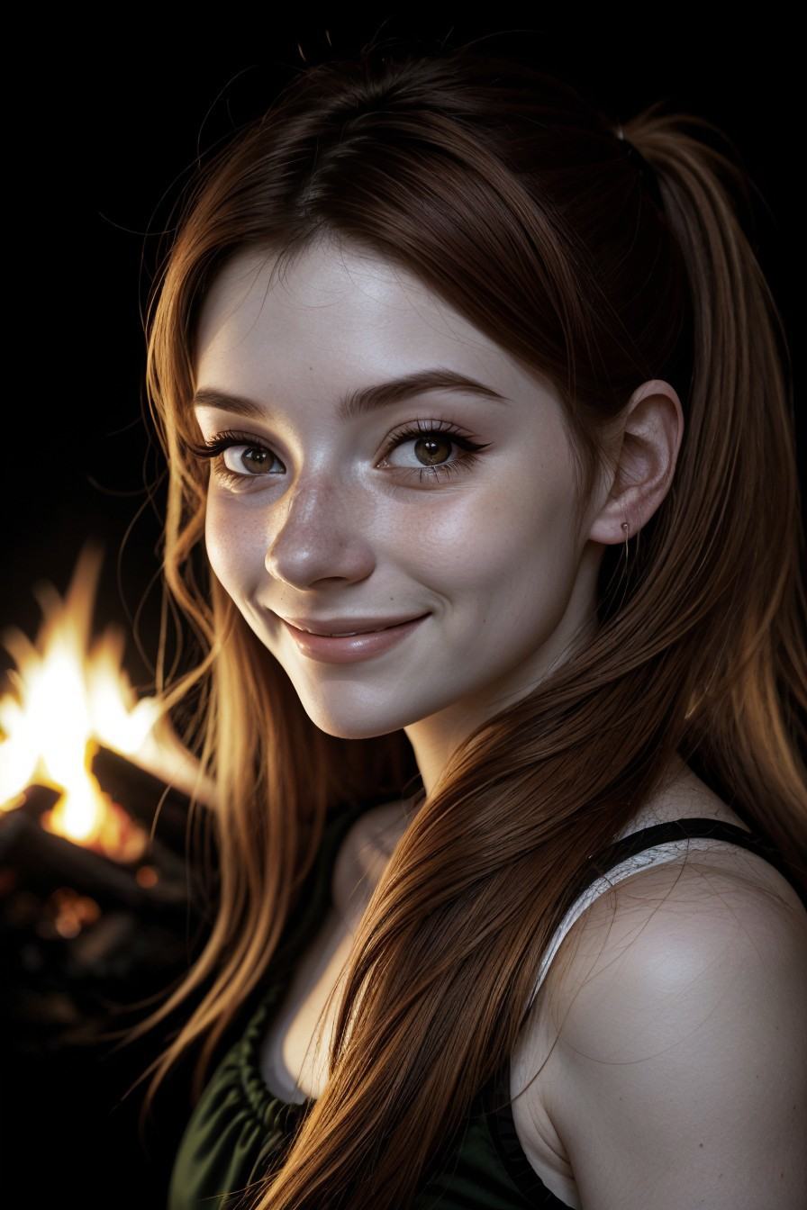 of realistic photo of LiluCinnamon,  smiling,  she is wearing miko on Tensor.Art