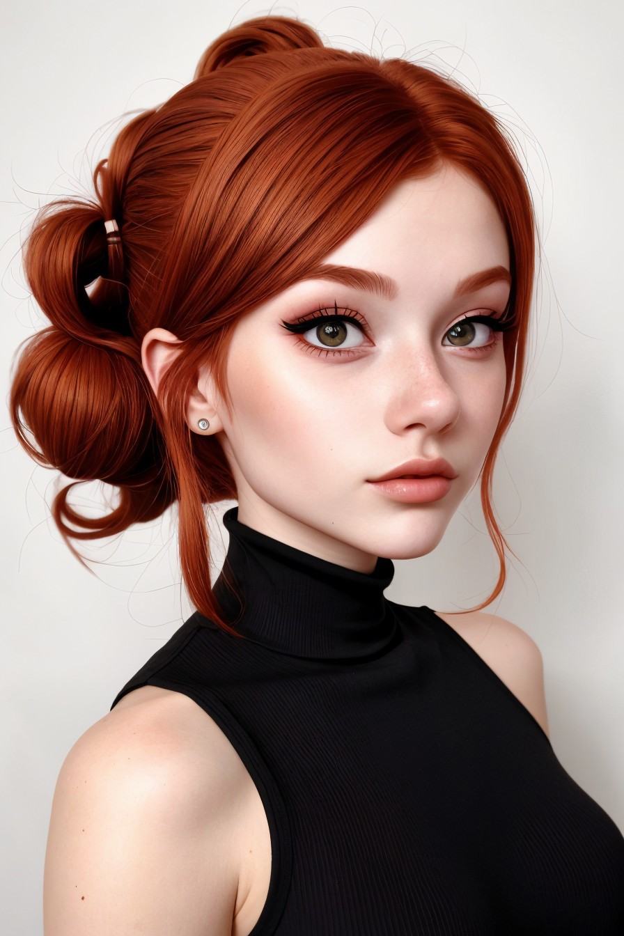 close range of realistic photo of LiluCinnamon,  focus on face,  side view wearing a turtleneck on Tensor.Art