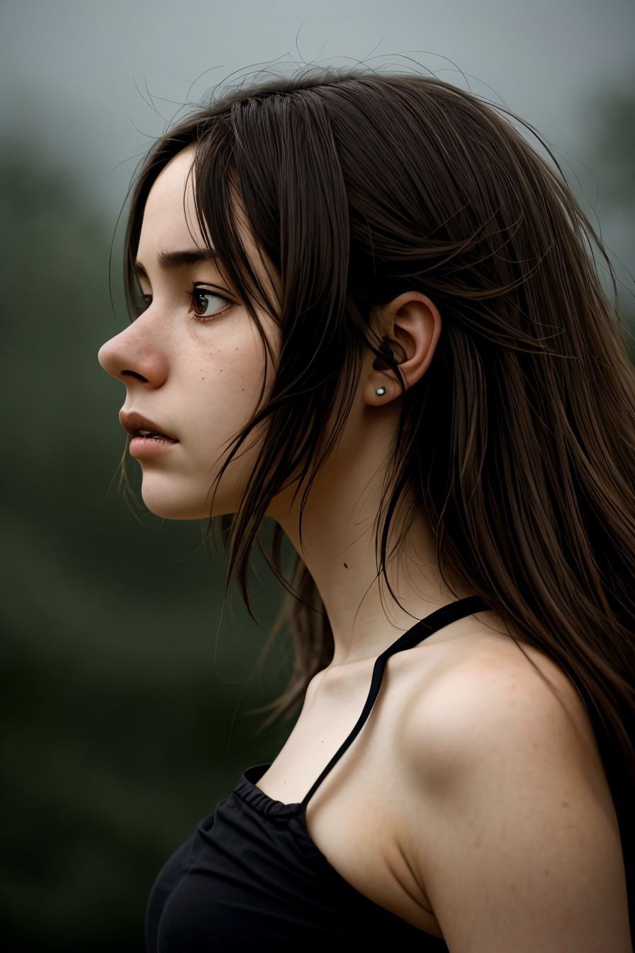 of MakenzieRaine,  side view,  she is wearing Undone sarashi on Tensor.Art